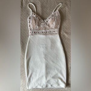 Charlotte Russe white dress w/ nude & lace.